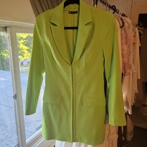 ZARA Fitted Blazer Dress Lime Green Size Large